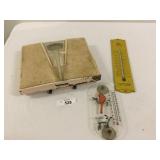 Vintage Bath Scales, John Deere Thermometer