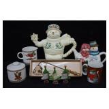 Snowman Teapots & Christmas Decor