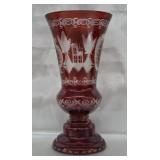 Antique Cranberry Cut-to-Clear Crystal Vase