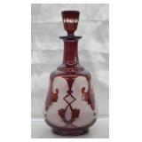 Antique Cranberry & Frosted Glass Decanter