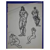 Joseph Delaney Original Ink on Paper Nudes