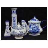5pcs. Blue & White Porcelian Wares