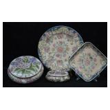 4 pcs. Asian-style Porcelain Plates & Trinket Dish
