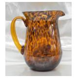 Vintage Mold -Blown Tortoise Shell Glass Pitcher
