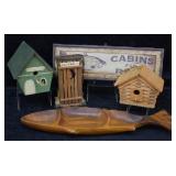 5 pcs. Log Cabin Decor & Divided Wood Fish Dish