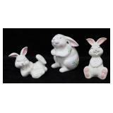 3 pcs. Porcelain Rabbit Figurines