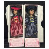 2 pcs. Crimson Collection Fine Porcelain Dolls