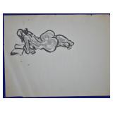 Joseph Delaney Original Ink on Paper Nude Sketch