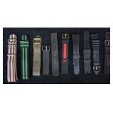 9 pcs. Canvas & Rubber Watch Bands - Various Make
