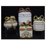 3 pcs. Fitz & Floyd Christmas Trinket Boxes + 1