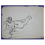 Joseph Delaney Original Ink on Paper Figure
