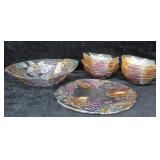 14 pcs. Pressed Glass Fruit & Flower Dishes