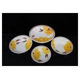 4 pc Hand Painted Flower Design Bowl Set