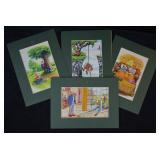 4 pcs. Vintage Matted Golf Comic Prints