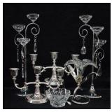 6 pcs. Silverplate Candelobras & Mikasa Votive