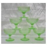 6 pcs. Vaseline Green Uranium Glass Sorbet Cups