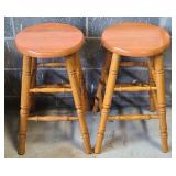 2pc Matching Oak Bar Stools