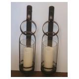 2pc. Matching Metal Pillar Candle Sconce
