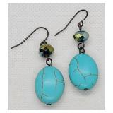Vtg Turqouise Slab Earrings