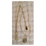 Double Necklace w/ Stone and Hammed Drop
