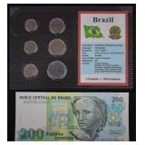 Brazil World Coins & Paper $ Uncirculated Mint Set