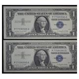 1957-A UNC $1 Silver Certificates; Seq. Serial #