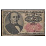 1874 Issue U.S. Fractional 25 Cent Paper $ Money
