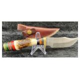 Hand Made Custom Damascus Steel Knife w/ Sheath