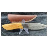 Hand Made Custom Damascus Steel Knife w/ Sheath