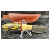 Hand Made Custom Damascus Steel Knife w/ Sheath
