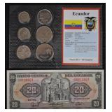 Ecuador  World Coins & Paper $ UNC Mint Set