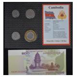 Cambodia World Coins & Paper $ UNC Mint Set
