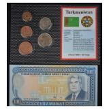 Turkmenistan World Coins & Paper $ UNC Mint Set