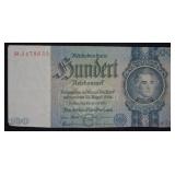 WWII Nazi Germany Money $100 Bill; Red Swastika