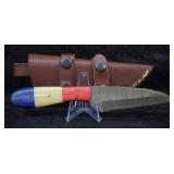 Hand Made Custom Damascus Steel Knife w/ Sheath