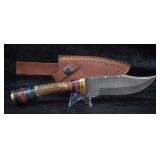 Hand Made Custom Damascus Steel Knife w/ Sheath