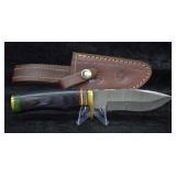 Hand Made Custom Damascus Steel Knife w/ Sheath