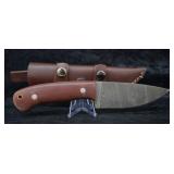 Hand Made Custom Damascus Steel Knife w/ Sheath