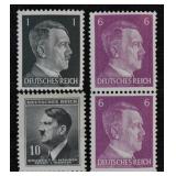 WWII Nazi Germany Hitler Stamps; Near Mint