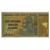24K Gold Zimbabwe Inflation 100 Trillion $ Bill