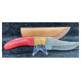 Hand Made Custom Damascus Steel Knife w/ Sheath