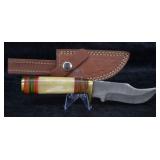 Hand Made Custom Damascus Steel Knife w/ Sheath