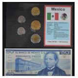 Mexico World Coins & Paper $ Uncirculated Mint Set