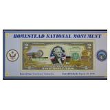 Homestead National Park Colorized $2 Dollars; UNC