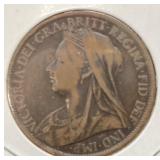 1899 Britain Queen Victoria Veiled Head Penny