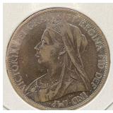 1900 Britain Queen Victoria Veiled Head Penny