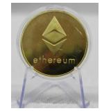 24K Gold CLAD Crypto Currency Etherium Proof Coin