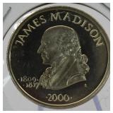 Year 2000 James Madison Presidential $5 Proof Coin