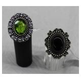 2 pcs. German Silver Gemstone Rings