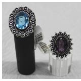 2 pcs. German Silver Gemstone Rings